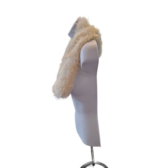 Womens Fuzzy Cream Infinity Scarf Soft Girl Y2K Coquette Fluffy Knit Warm Winter - Picture 2 of 6